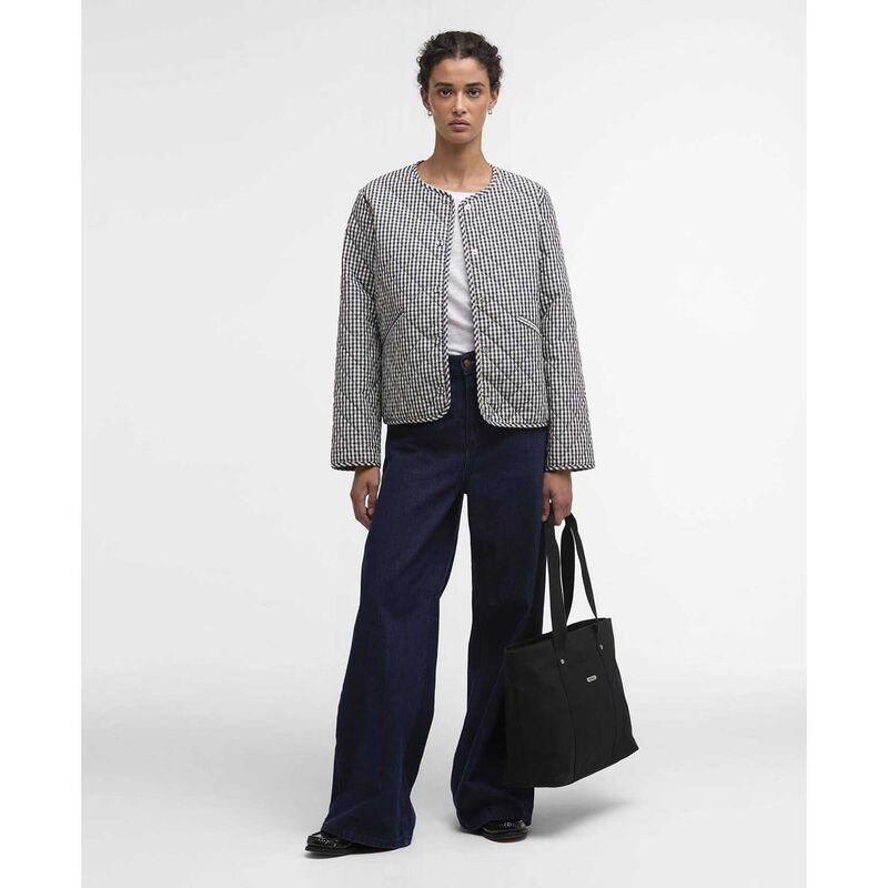 Barbour Cashel Check Collarless Quilted Jacket image number 3